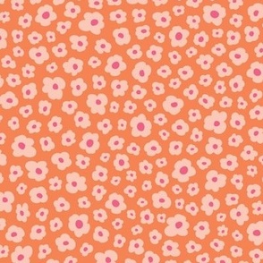 Boho ditsy retro floral texture orange regular