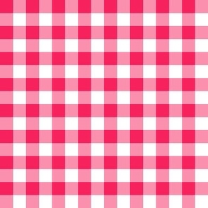 Gingham cerise red half inch vichy checks, plaid, traditional, cottagecore, country, white