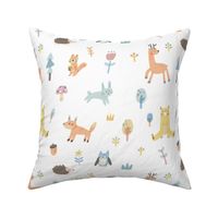 woodland animals-white (big pattern)