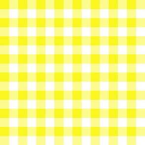 Gingham bright sunny yellow half inch vichy checks, plaid, traditional, cottagecore, country, white