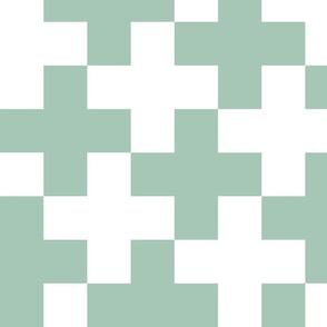 Counterchanged Crosses in Light Sage Green and White