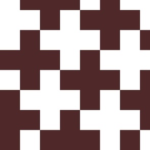 Counterchanged Crosses in Dark Red Brown and White