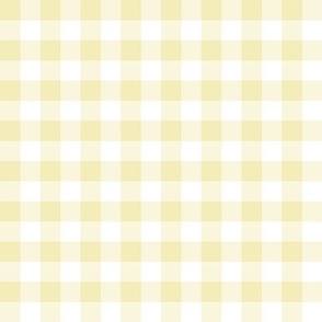 Gingham butter yellow half inch vichy checks, plaid, traditional, cottagecore, country, white, pastel
