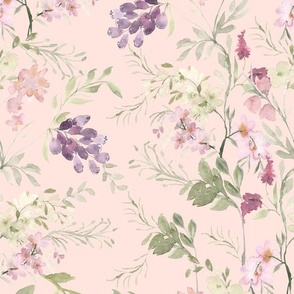 Dainty Watercolor Florals Ramage | Blush Peach