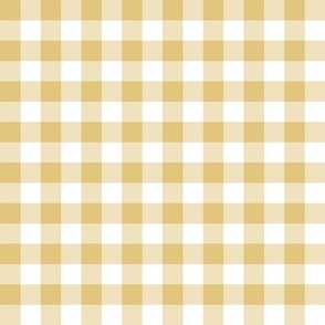 Gingham butterscotch yellow half inch vichy checks, plaid, traditional, cottagecore, country, white