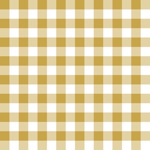 Gingham fall antique gold, caramel yellow half inch vichy checks, traditional, plaid, cottagecore, country, white