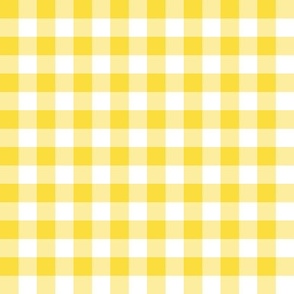 Gingham lemon yellow half inch vichy checks, plaid, traditional, cottagecore, country, white