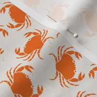 Small  Crabs Orange on Cream Lino Block Print