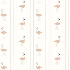 (small scale) Flamingos - Vertical Stripes -  peach/cream - LAD24
