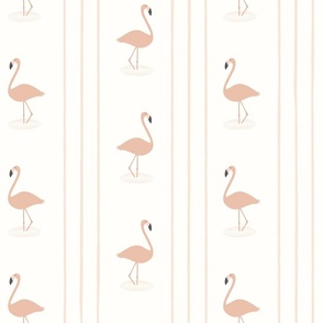 Flamingos - Vertical Stripes -  peach/cream - LAD24