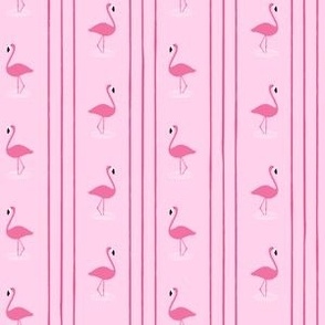 (small scale) Flamingos - Vertical Stripes -  pink - LAD24