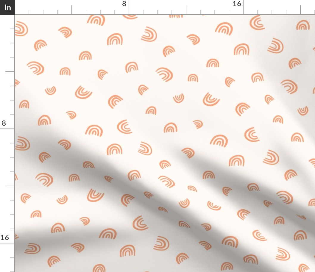 Low Volume Little Rainbows Orange on an Off White Background Small Scale