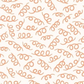 Low Volume Abstract Hand Drawn Orange Springs on an Off White Background Small Scale
