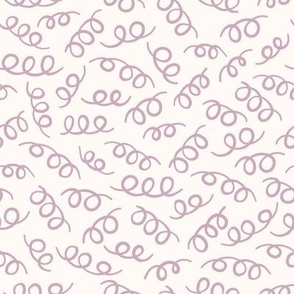 Low Volume Abstract Hand Drawn Lilac Purple Springs on an Off White Background Small Scale