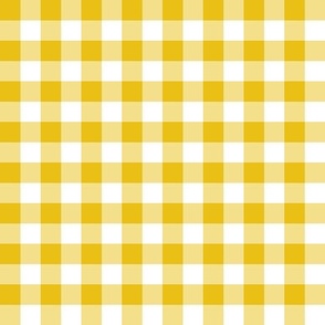 Gingham mustard yellow half inch vichy checks, plaid, traditional, cottagecore, country, white