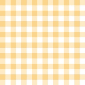 Gingham warm tawny yellow half inch vichy checks, plaid, traditional, cottagecore, country, white