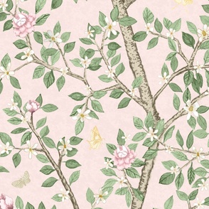 Custom Courtney Version 5 Pale Pink CLIMBING CITRUS GROVE with Peonies