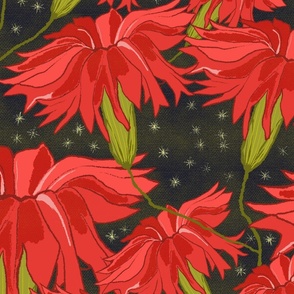Starry night red floral