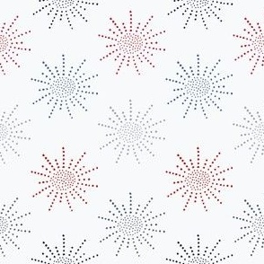 Red White and Blue Fireworks Dots Suns (Medium Scale) 