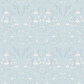 Art Decor Floral Pattern in Soft Blue and White.
