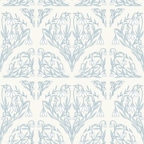 Art Decor Floral Pattern in Soft Blue and Ivory.