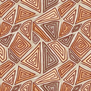 modern abstract geometric swirls, burgundy, brown, rust, apricot, tan, large scale, bohemian, boho, tribal, hand drawn