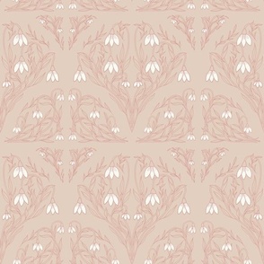 Art Decor Floral Pattern in Rose Pink and White.