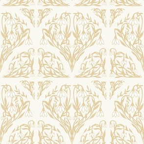 Art Decor Floral Pattern in Mustard Yellow, White, and Ivory.
