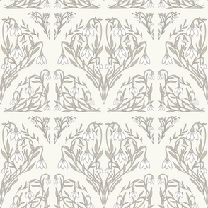 Art Decor Floral Pattern in Beige Grey, White, and Ivory.