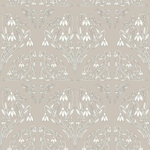Art Decor Floral Pattern in Grey Beige, and Ivory.