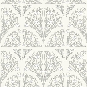 Art Decor Floral Pattern in Grey Beige, White, and Ivory.