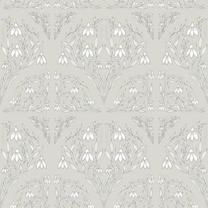 Art Decor Floral Pattern in Grey Beige and White.