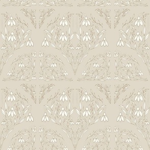 Art Decor Floral Pattern in Tan Beige and Ivory.