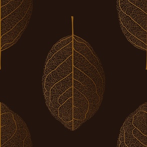 (M) leaf nerves warm gold and dark brown - medium