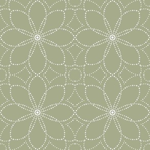 dot mandala sage grey green 6 six inch block white dots on herb green for wallpaper accessories and home decor