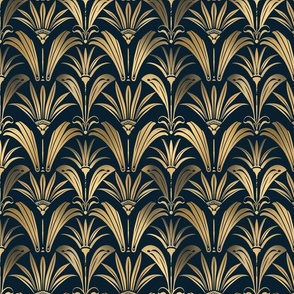 Nouveau Night: Elegant Flora and Fauna in Gold and Navy