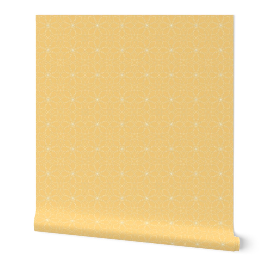 dot mandala sunflower sunshine yellow 3 three inch block white dots on yellow for wallpaper accessories and home decor