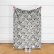 Serene floral garden gray and white - home decor - wallpaper - curtains- bedding - whimsical.
