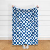 Psychedelic Checkerboard in White + Egyptian Blue