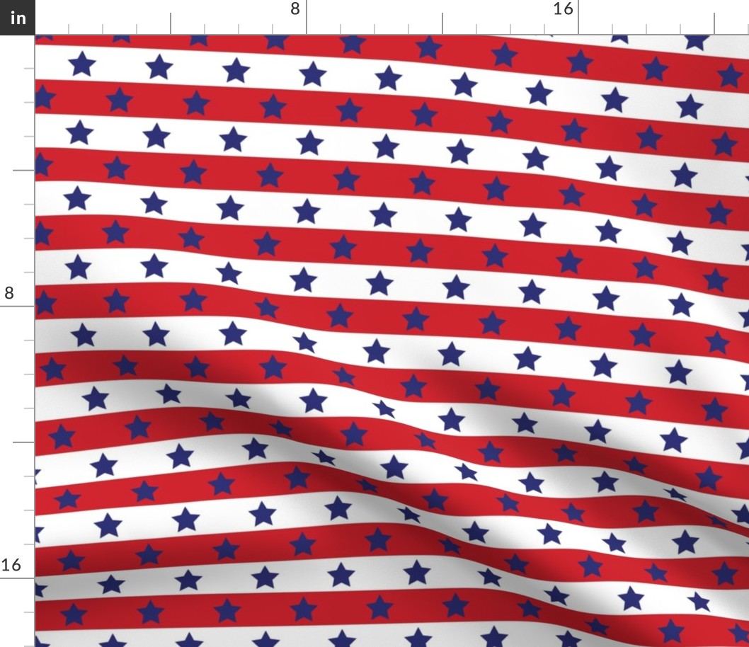 (M) USA Patriotic Bright Navy Blue Stars on Red Stripe Medium