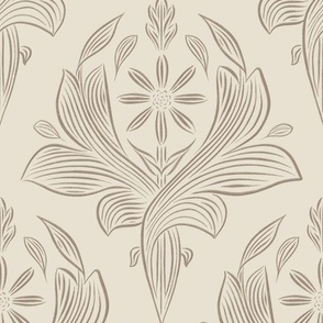 Large scale // classic botanical line art - grey brown_ pale grey chalk 02