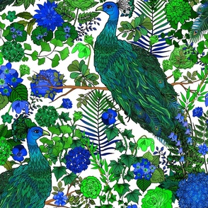 Peacock Garden (White large scale) 