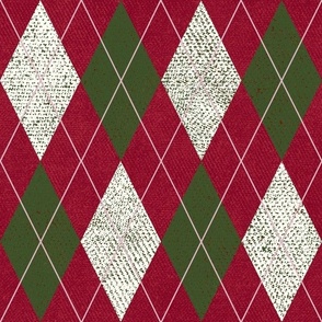 Argyle Christmas Sweater, Cranberry & Evergreen