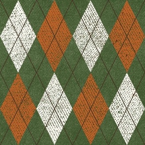 Argyle Christmas Sweater, Evergreen & Burnt Orange
