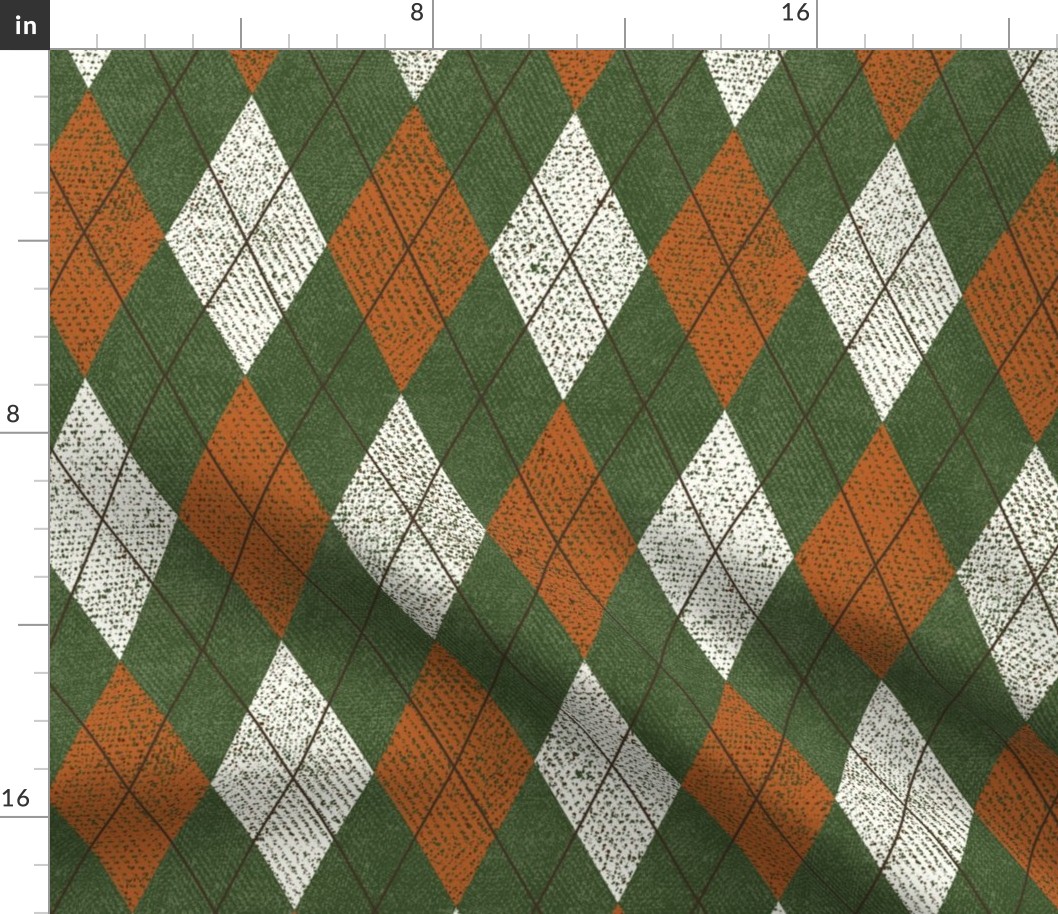 Argyle Christmas Sweater, Evergreen & Burnt Orange