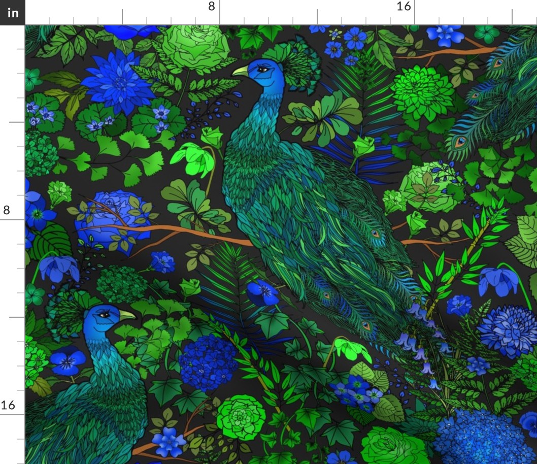 Peacock Garden (Charcoal large scale) 