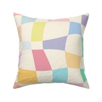 Psychedelic Checkerboard in Multi Pastel + Cream