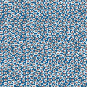 Dotty Ditzy Daizy - Light Flower - Mid Blue Background