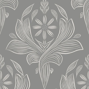 JUMBO classic botanical line art - architectural gray_ coolest white