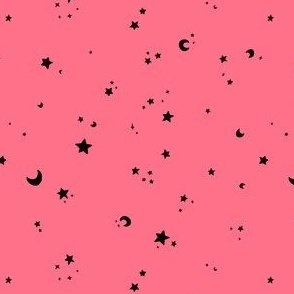 Black tiny stars on bright pink